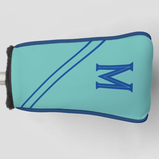 Custom Teal Blue Golf Putter Head Cover (Front)