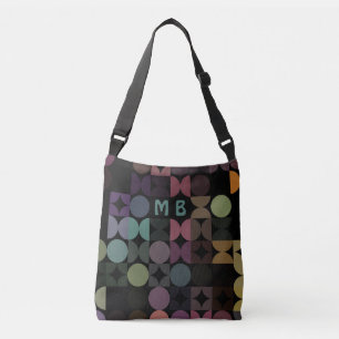 Custom Teal Blue Green Brown Black Retro Pattern Crossbody Bag