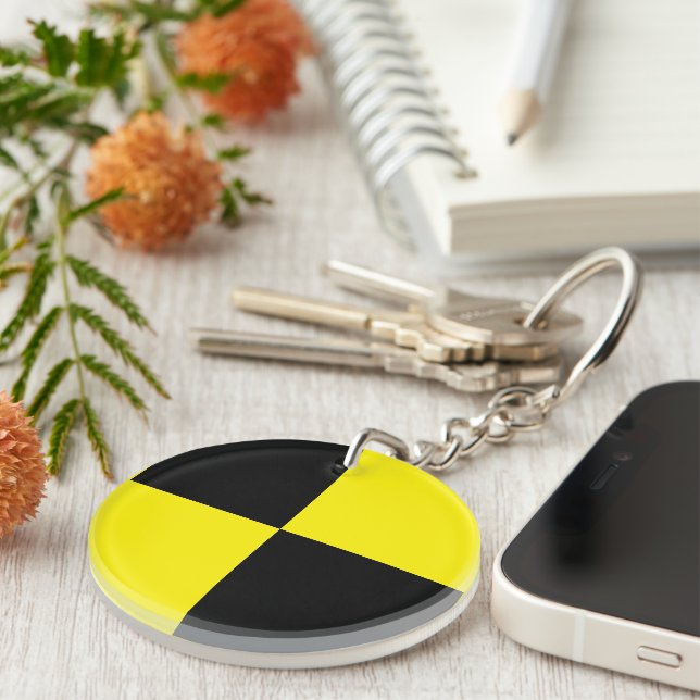 Custom teal blue moroccan quatrefoil pattern keych key ring (Front Right)