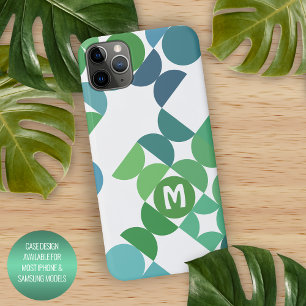 Custom Teal Blue Shamrock Green Retro Art Pattern iPhone 12 Case