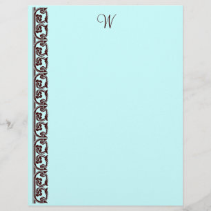 Custom Teal Chocolate Brown Monogram Letterhead