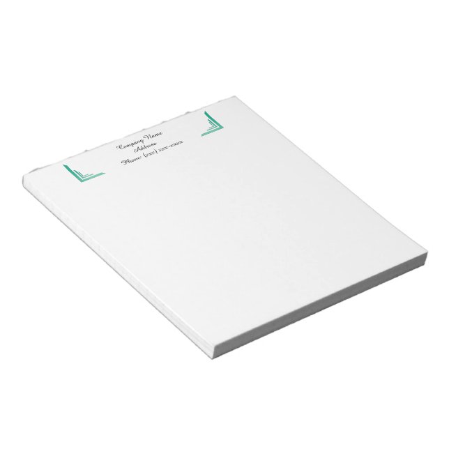 Custom Teal Corner Business Notepad (Angled)