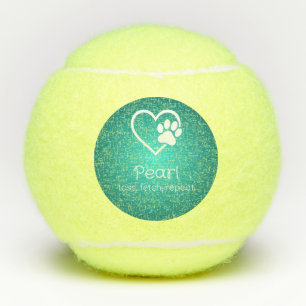 Custom Teal Dog Ball "Toss, Fetch, Repeat"