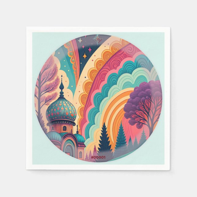Custom Teal Fantasy Party Paper Napkin (Front)