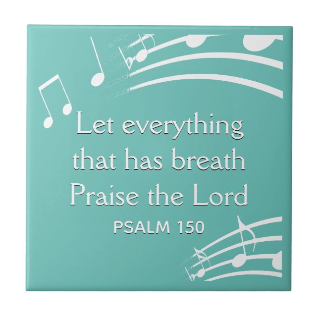 Custom Teal MUSIC NOTES  Ceramic Tile (Front)