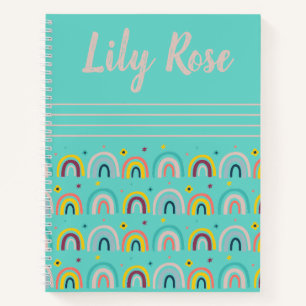 Custom Teal Rainbow Pattern Kid's Notebook