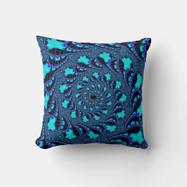 Custom Teal Whirlpool Spiral Throw Pillow (Front)