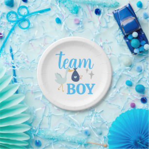 Custom Team Boy Gender Reveal Party Blue Paper Plate