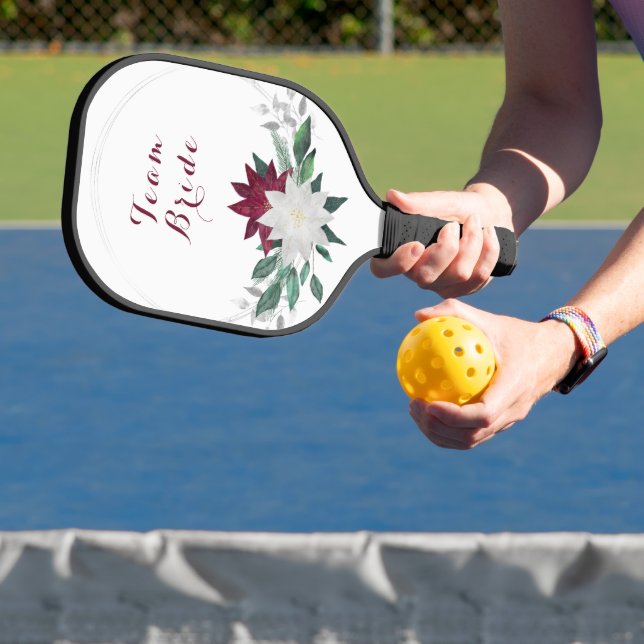 Custom Team Bride Greenery Floral Wedding Pickleball Paddle (Insitu)