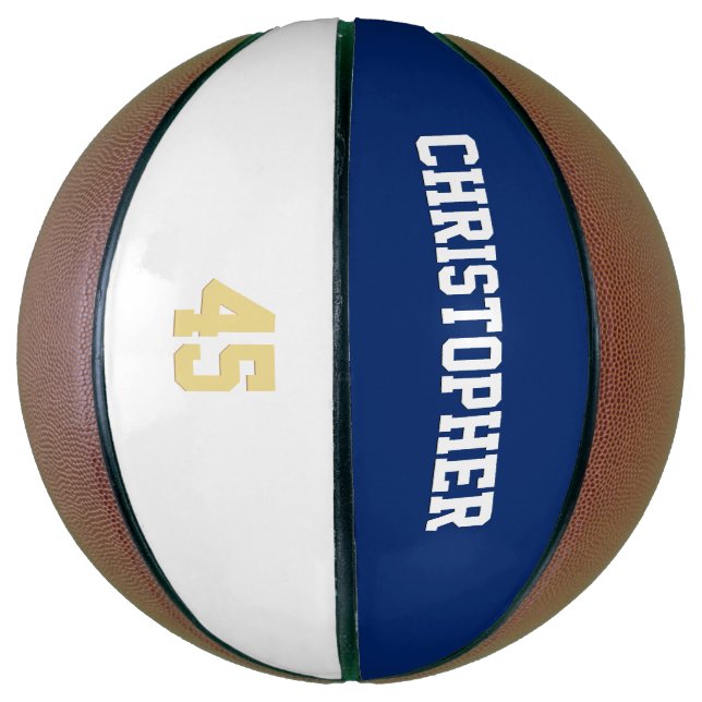 Custom Team Club Player Name Number Monogrammed Basketball (Vertical)