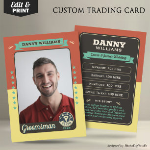 Custom Team Groom Trading Card, Groomsmen Gifts Calling Card