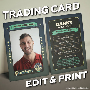 Custom Team Groom Trading Card, Groomsmen Gifts Calling Card