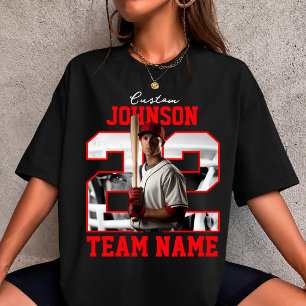 Custom Team Name Number Photo Baseball Player T-Shirt