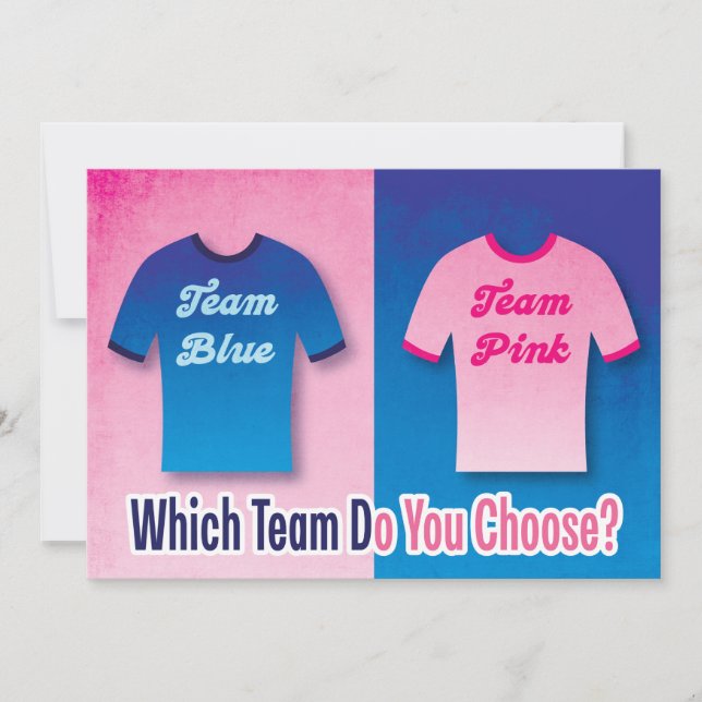 Custom Team Pink Blue Gender Reveal Party Invitation (Front)