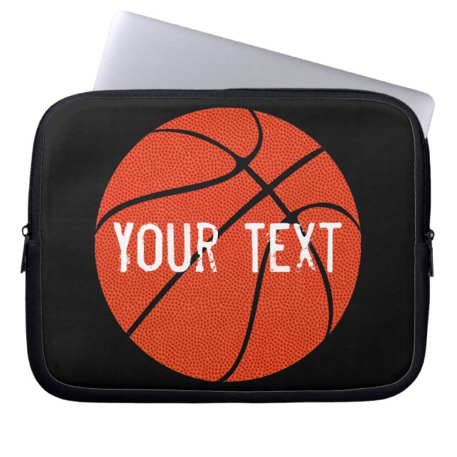 Custom Team Text Basketball Neoprene Laptop Sleeve (Front)