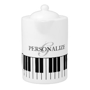 Custom teapot with black & white grand piano keys 