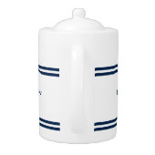 Custom teapot with nautical anchor and navy stripe (Back)