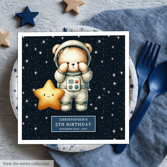 Custom Teddy Astronaut Napkins for Boy Party (Custom Teddy Astronaut Napkins for Boy Party)