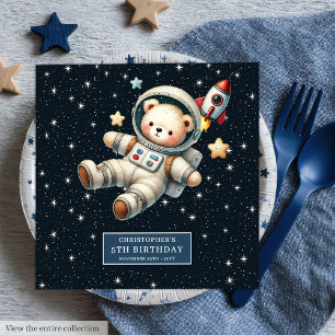 Custom Teddy Bear Astronaut Napkins Baby Birthday