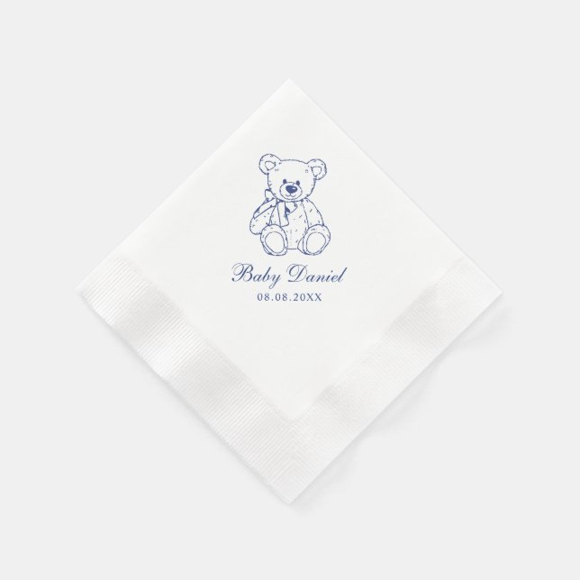 Custom Teddy Bear Baby Shower Napkin (Corner)