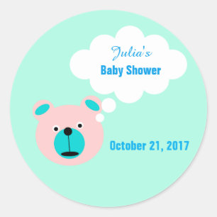 Custom Teddy Bear Baby Shower Sticker Tags