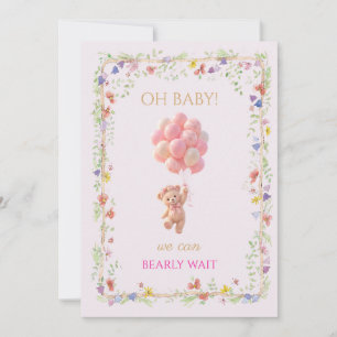 Custom Teddy Bear Balloons Baby Shower Invitation