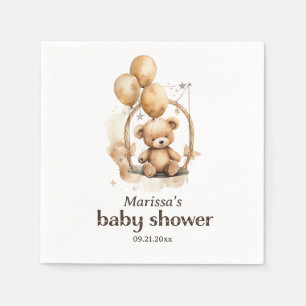 Custom Teddy Bear Gender Neutral Baby Shower Napkin