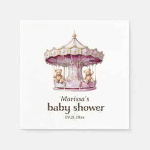 Custom Teddy Bear Twin Girl Baby Shower Napkin