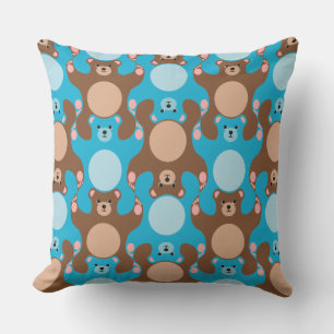 Custom Teddy Bears blue & brown pillow for kids