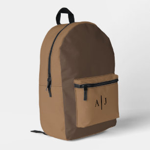 Custom Teen Backpack – Mocha Brown with Initials