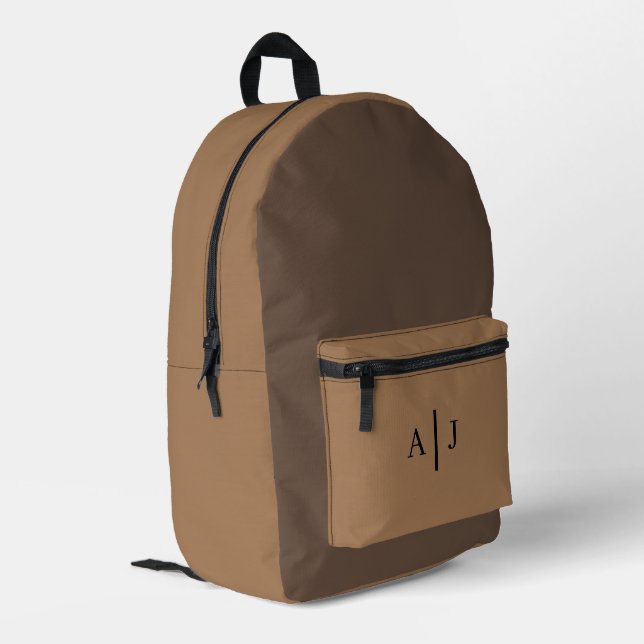 Custom Teen Backpack – Mocha Brown with Initials (Back Corner Left)