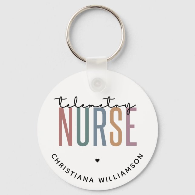 Custom Telemetry nurse Telemetry Nursing Gifts Key Ring (Front)