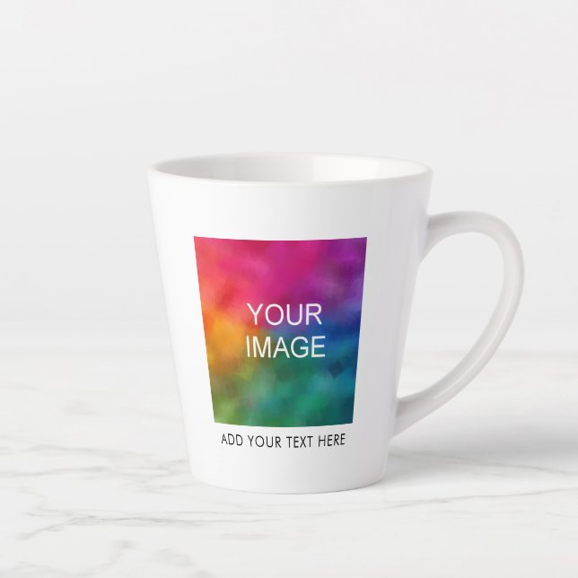 Custom Template Add Image Photo Company Logo Text Latte Mug (Right)