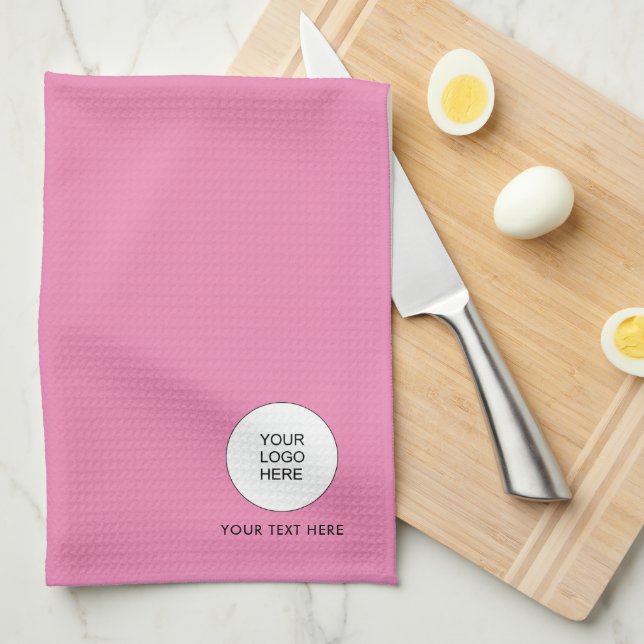 Custom Template Add Your Business Logo Text Pink Tea Towel (Quarter Fold)
