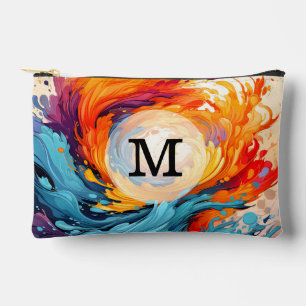 Custom Template Colourful Abstract Wavy Pattern Accessory Pouch
