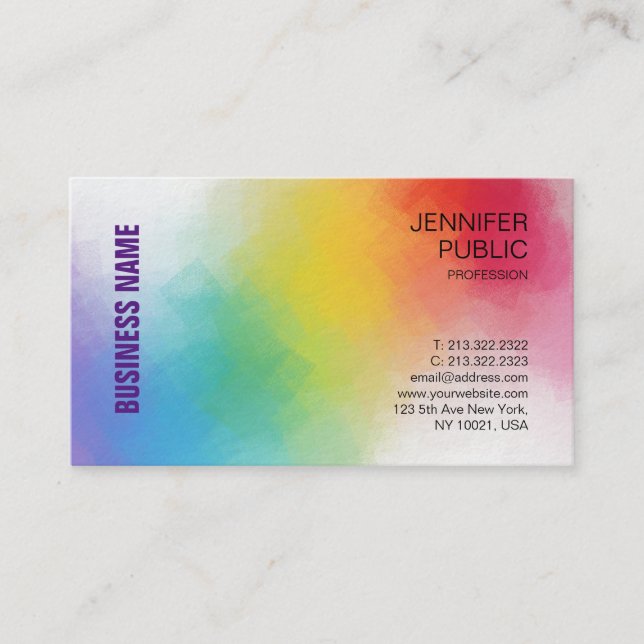 Custom Template Colourful Modern Professional Business Card (Front)