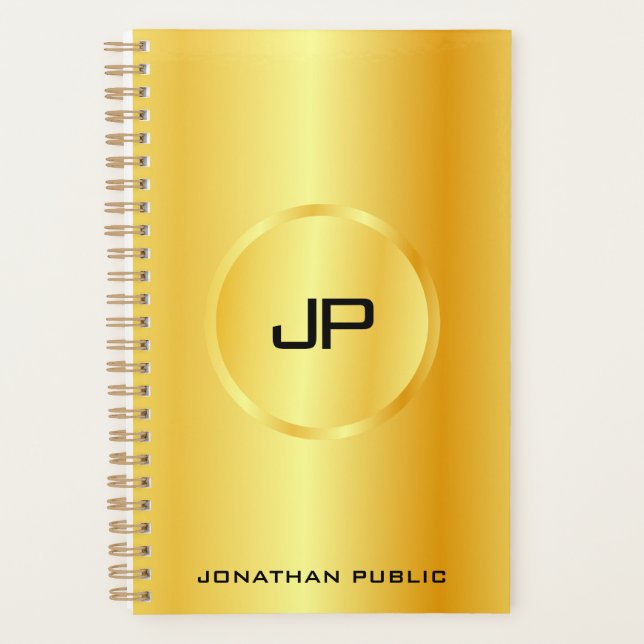 Custom Template Gold Look Modern Elegant Monogram Planner (Front)