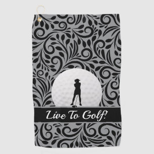 Custom Template Golfer Elegant Lady Black Grey Golf Towel