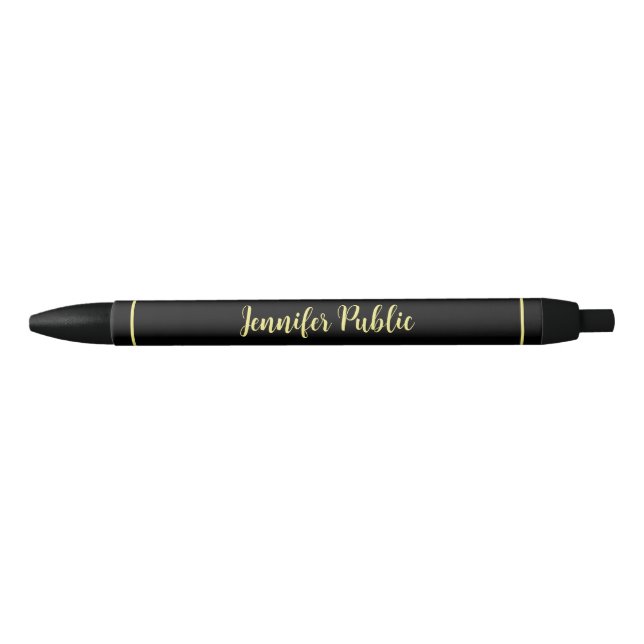 Custom Template Handwritten Name Black And Gold Black Ink Pen (Front)