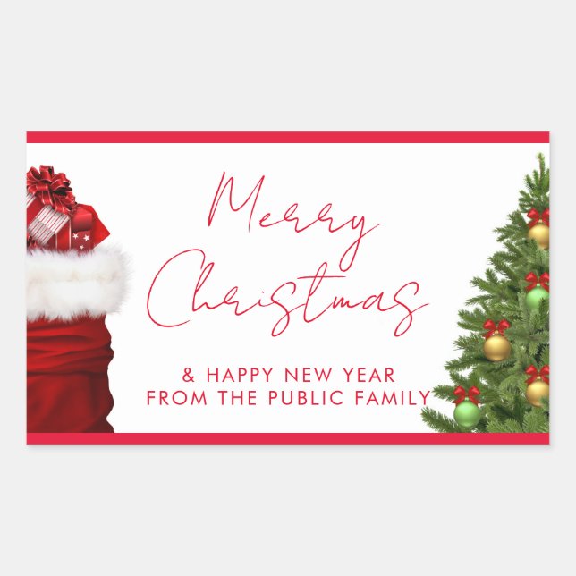 Custom Template Happy New Year Merry Christmas Rectangular Sticker (Front)