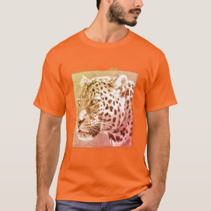 Custom Template Leopard Head Mens Athletic Orange T-Shirt