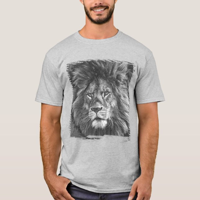 Custom Template Lion Face Pop Art Mens Modern T-Shirt (Front)