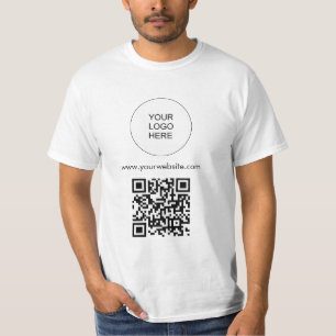 Custom Template Logo Mens White Modern QR Code T-Shirt