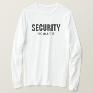 Custom Template Mens Long Sleeve Security White T-Shirt