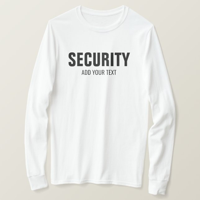 Custom Template Mens Long Sleeve Security White T-Shirt (Design Front)