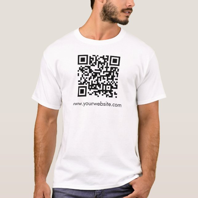 Custom Template Men's Modern QR Code Barcode T-Shirt (Front)