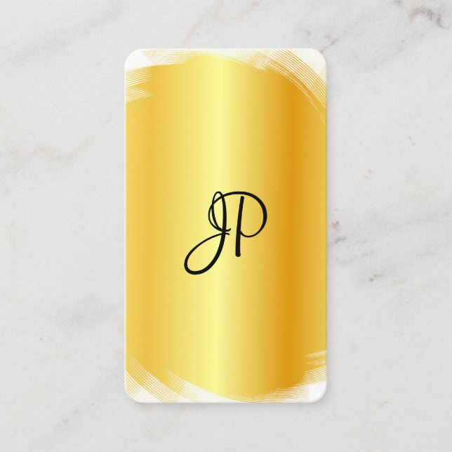 Custom Template Modern Elegant Faux Gold White Business Card (Front)
