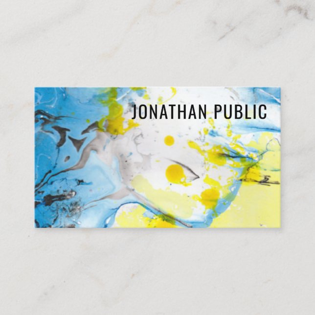Custom Template Professional Modern Blue Yellow Business Card (Front)