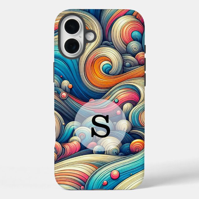 Custom Template Psychedelic Wavy Print Case-Mate iPhone Case (Back)