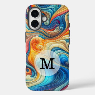 Custom Template Stylish Wavy Print iPhone 16 Case